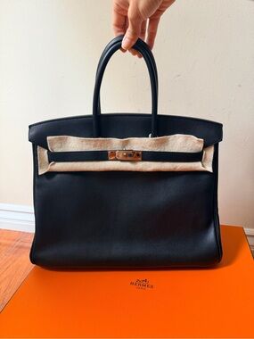 Hermes Noir Swift Leather Birkin 35 WPH